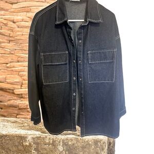 Dark Blue Denim Button-Up Shaket